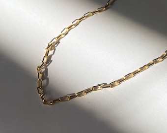 Paperclip chain, gold filled waterproof chain, tarnish resistant, layer necklace, sustainable, minimal, unisex, water safe