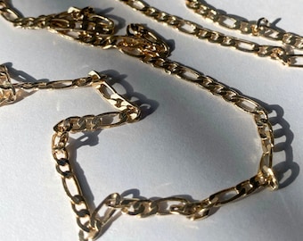 Flat Figaro Chain, Gold Filled, Waterproof, Layer Necklace, 15.5 Chain, 3mm, Sustainable Jewelry, Minimalist Jewelry, Unisex