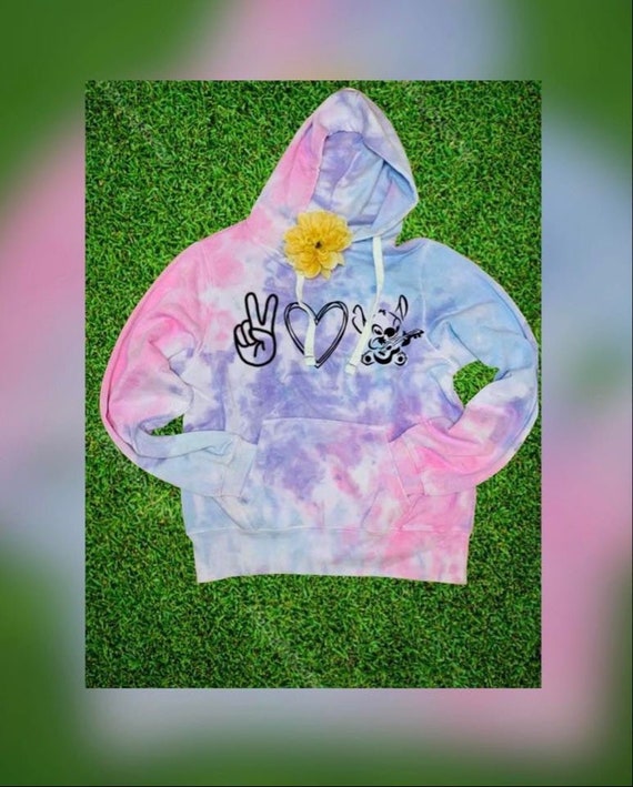 Peace Love and Stitch Tie Dye Hoodie Pastel Tie Dye Hoodie Etsy
