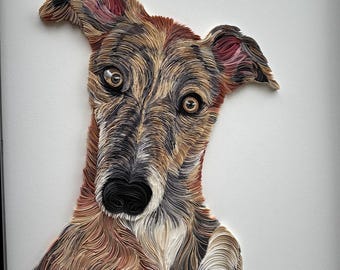 Retrato de mascota personalizado en filigrana, arte mural de papel