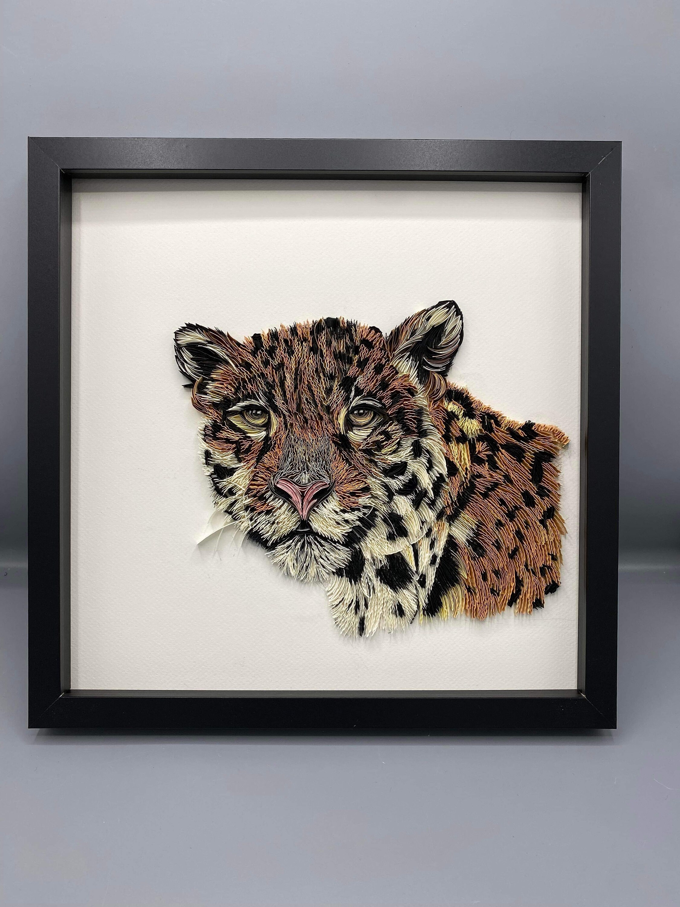 Quilling Leopard Framed Wall Art Wild Animal Portrait Quill Etsy