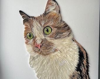 Retrato de gato hecho a medida con filigrana, retrato de gato con filigrana, regalo original para él, regalo para ella, retrato de gato con filigrana para pared