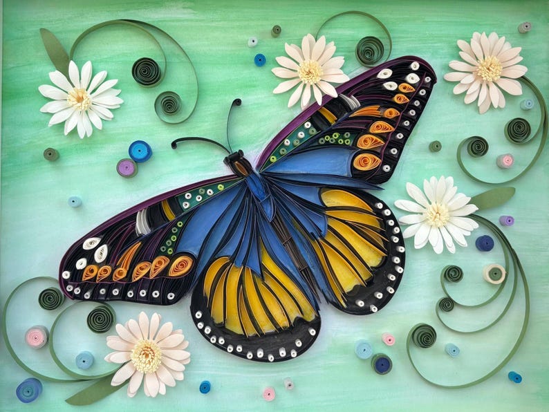 Quilling Butterfly Wall Art Decor, Framed Handmade Paper Gift - Etsy