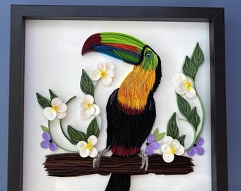 Arte de pared de tucán hecho a mano, regalo para ella, regalo para él, pájaro hecho a mano, decoración de pared, decoración de guardería, regalo de cumpleaños, decoración de sala de estar