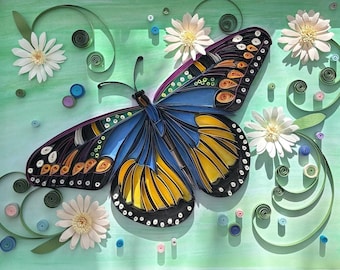 Mariposa de quilling, decoración de pared, mariposa de papel, regalo original para ella, decoración de habitación infantil, regalo de mariposa hecho a mano, regalo para el día de la madre