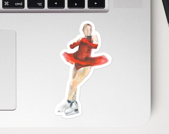 Kaori Sakamoto Art Sticker | Red Axel Jump Oil Painting
