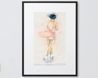 Framed Art Print | Light Pink Axel Jump Oil Painting | Figure Skating Giclée Print Poster with Mat | Rino Matsuike 松生 理乃 2024/25 Wall Art