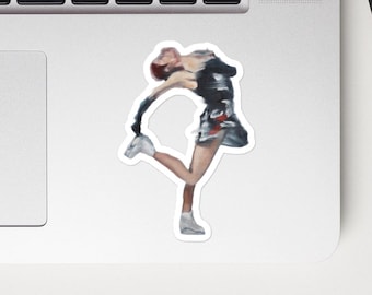 Haircutter Spin Black on Grey | Figure Skating Art Sticker Inspired by Alexandra Trusova