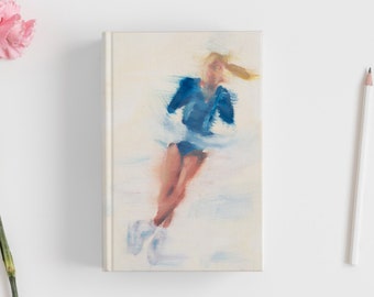 Art Notebook | Blue Figure Skating Jump | Printed Hardcover Journal | Minimal Artist Skater Gift