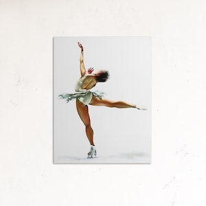 Figure Skating Oil Painting | Original Canvas Board Oil Painting | Alysa Liu Inspired Ice Skating Spin Wall Art | Promise Collection