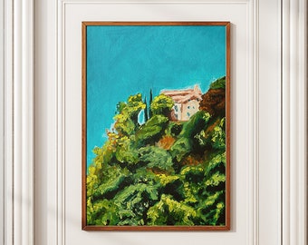 Giclée Art Print | Hillside Villa | Italian Summer Inspired Oil Painting