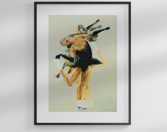 Art Print | Multifigure Figure Skating Painting | High Contrast Figure Painting Oil Painting Giclée Art Print | Kaori Sakamoto