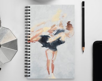 Spiral Art Notebook | Abstract Figure Skating Spin in Black Diary | Printed Journal | Ice Skater Gift