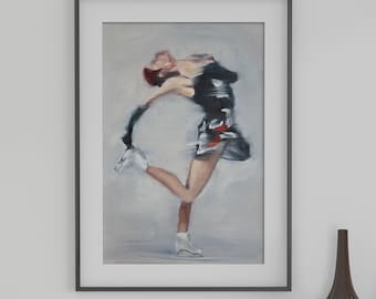 Haircutter Spin Black on Grey | Figure Skating Art Print Inspired by Alexandra Trusova