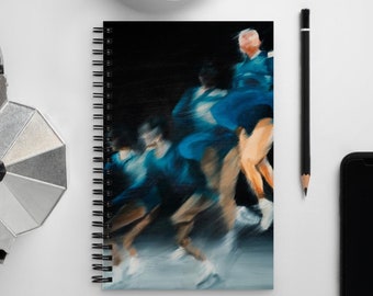 Spiral Art Notebook | Figure Skating Jump Sequence Diary Blue on Black | Ice Skate Journal