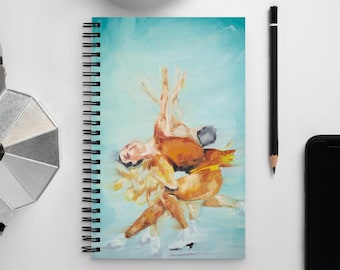 Spiral Notebook | Figure Skating Sit Spin Orange on Blue Diary | Wakaba Higuchi Ice Skating Lion King Journal