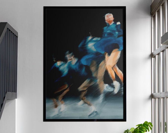 Featured listing image: Jump Sequence Indigo on Black | Figure Skating Art Print Inspired By Kailani Craine