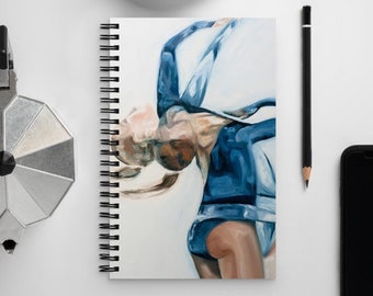 Spiral Art Notebook | Figure Skating Layback Spin In Blue Diary | Amber Glenn Ice Skate Journal Diary