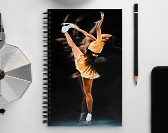 Spiral Art Notebook | Figure Skating Upright Spin on Black Diary | Figure In Motion | Kaori Sakamoto 坂本花織 Ice Skate Journal Gift