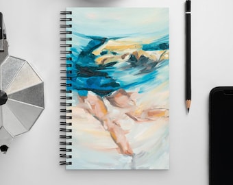 Spiral Art Notebook | Sapphire Blue Layback Spin Diary | Fine Art Figure Skating Oil Painting Journal