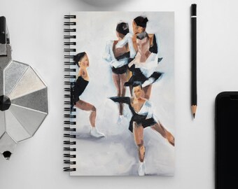 Spiral Art Notebook | Black and White Figure Skating Jump Diary | Ice Skate Journal