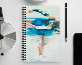 Spiral Art Notebook | Sapphire Blue Figure Skating Spin Diary | Fine Art Oil Painting Notebook | Modern Graphic Journal
