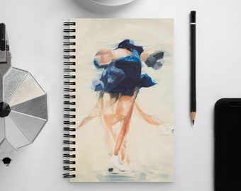 Spiral Art Notebook | Figure Skating Upright Spin Diary Blue on Cream | Ice Skate Journal