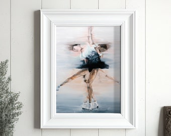 Art Print | Figure Skating Upright Spin | Multi-Figure Painting | Figure Skater in Motion | Unframed Ice Skate Poster