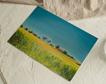 Giclée Art Print | Yellow Field at Noon | Italian Summer Landscape Oil Painting