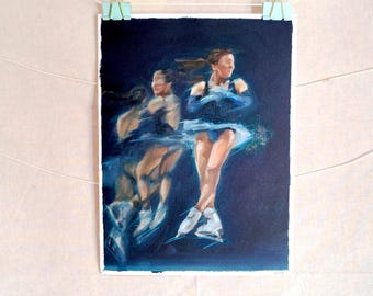 "Time To Say Goodbye (Jump)" Kaori Sakamoto Inspired Oil Painting on Canvas Paper