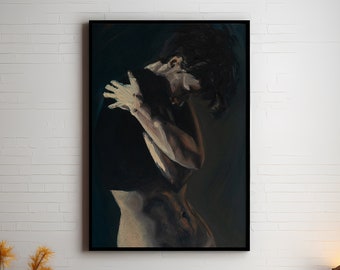 Expressive Figure Giclée Art Print | Dark Moody Figurative Oil Painting