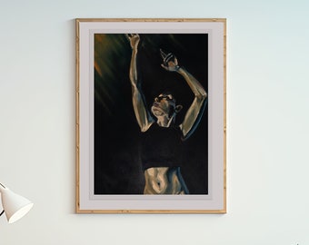 Expressive Figure Giclée Art Print | Emotional Black and Burnt Orange Oil Painting