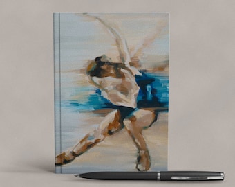 Art Notebook | Graphic Blue Figure Skating Sit Spin | Hardcover Ice Skate Journal Diary