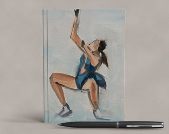 Art Notebook | Blue Figure Skating Choreography Illustration | Printed Hardcover Journal | Ice Skater Gift