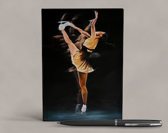 Art Notebook | Figure Skating Upright Spin on Black | Figure In Motion | Kaoro Sakamoto Hardcover Ice Skate Diary Journal Gift