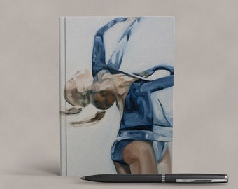 Art Notebook | Figure Skating Layback Spin In Blue| Hardcover Ice Skate Journal Diary