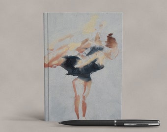 Art Notebook | Abstract Figure Skating Spin in Black Illustration | Printed Hardcover Journal | Ice Skater Gift