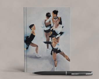 Art Notebook | Black and White Figure Skating Jump Print | Hardcover Journal