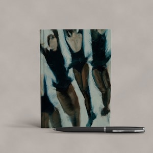 Art Notebook | Midnight Blue Quad Jump Illustration  | Kamila Valieva Figure Skating Hardcover Journal | Modern Minimalist Ice Skater Gift