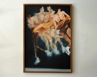 Jump Sequence in Terracotta Orange on Black | Figure Skating Art Poster Inspired by Natasha McKay