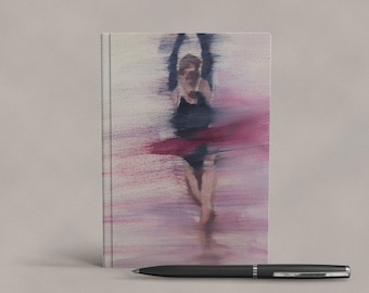 Art Notebook | Magenta and Black Figure Skating Jump | Sasha Trusova Hardcover Journal | Artistic Skater Gift