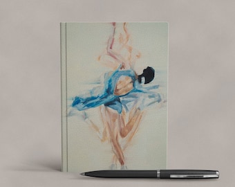 Art Notebook | Figure Skating Haircutter Spin Blue on White | Hardcover Journal