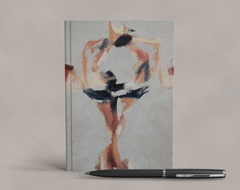 Art Notebook | Abstract figure Skating Spin In Black and White | Printed Hardcover Journal | Modern Artist Skater Gift