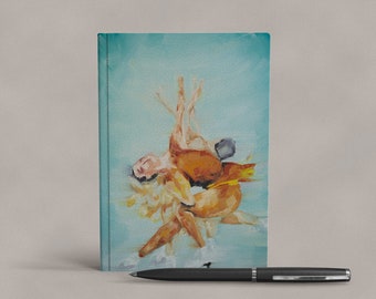 Art Notebook | Figure Skating Sit Spin Orange on Blue | Hardcover Journal