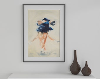 Upright Spin Blue on Cream | Figure Skating Art Print Inspired by Karen Chen