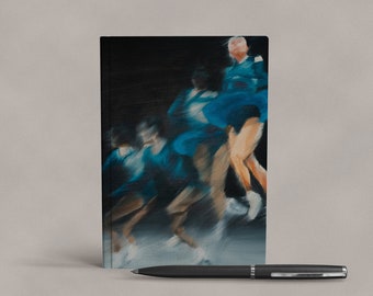 Art Notebook | Figure Skating Jump Sequence Blue on Black | Figure Skate Hardcover Journal