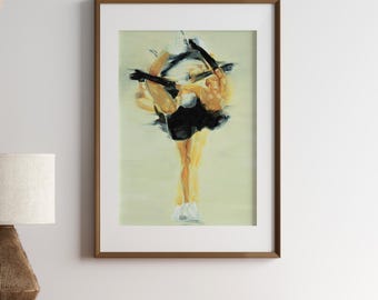 Multifigure Spin on Ice Green | Figure Skating Art Print Inspired by Kaori Sakamoto