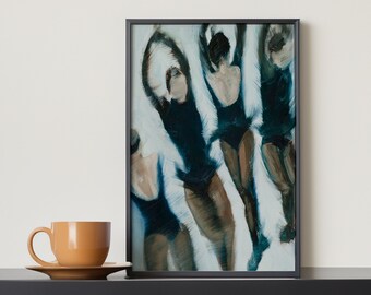 Impression artistique | Illustration de saut en quad bleu nuit | Impression giclée de patinage artistique Kamila Valieva | Cadeau poster mural femme minimaliste moderne