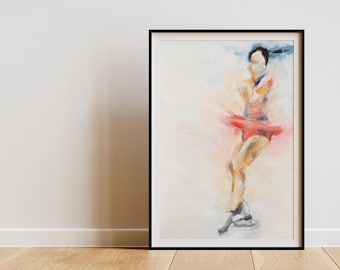 Art Print | Pink Axel Jump Oil Painting | Figure Skating Giclée Print Poster | Chiba Mone 千葉 百音 2024 - 2025 Wall Art