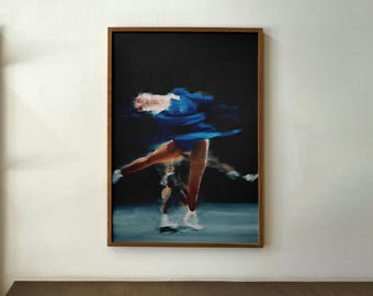 Spin in Indigo on Black | Figure Skating Art Print Inspired by Marilena Kitromilis